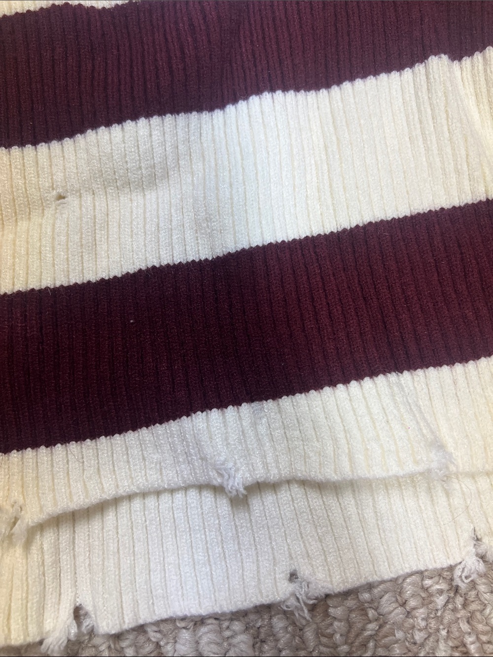 Fashion nova Striped Maroon and Cream Crewneck Sweater - Picture 4 of 4